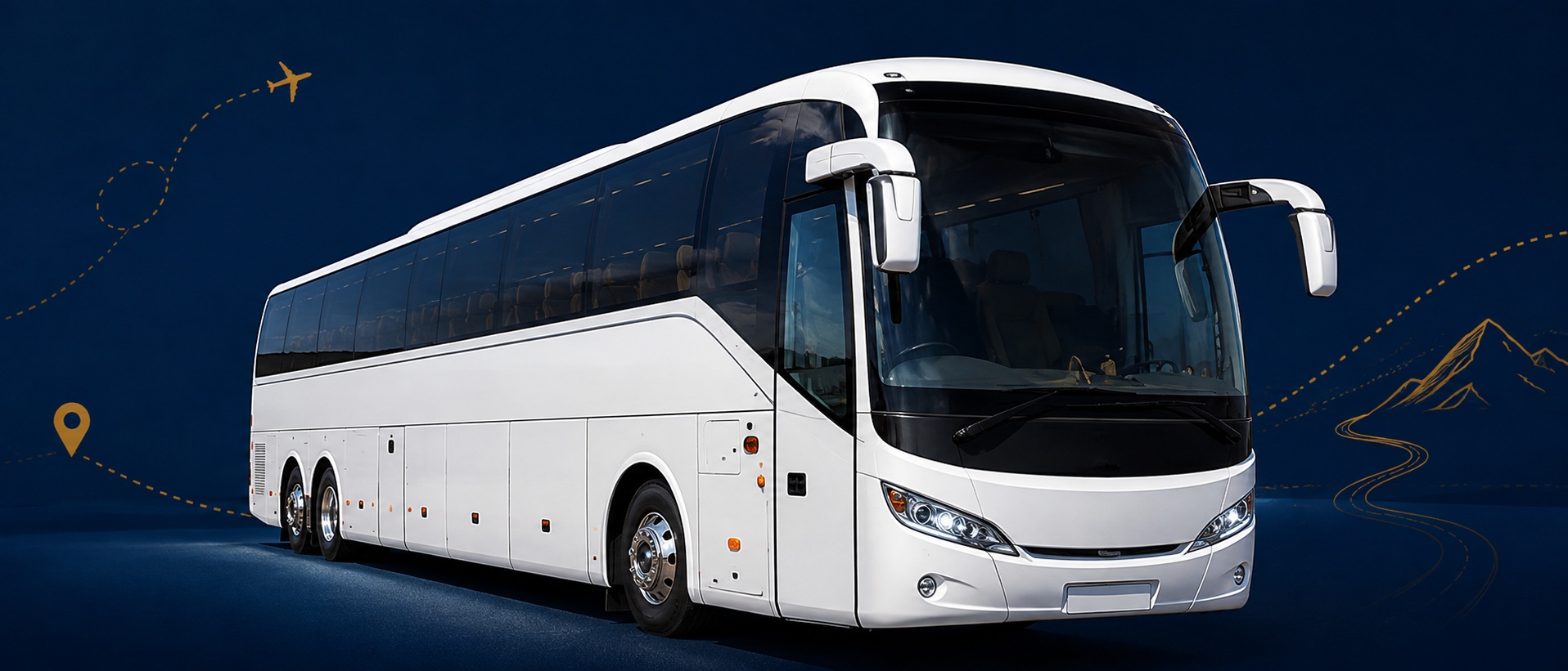 Modern white luxury tour coach